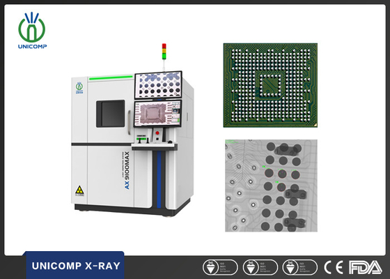고 사양 전자 보드 2D 및 2.5D X-Ray 기계 Unicomp AX9100MAX 360도 회전 테이블과 함께 BGA 및 PCB 검사를 위해